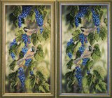 Оформление вышивки бисером в багет. "Синие брызги" (птицы, гроздья винограда, Краса i Творчiст, 21010).